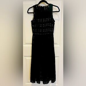 Antonio Melani Irma Moonlit Botanical Black Weaved Ribbon Lace Sleeveless Dress